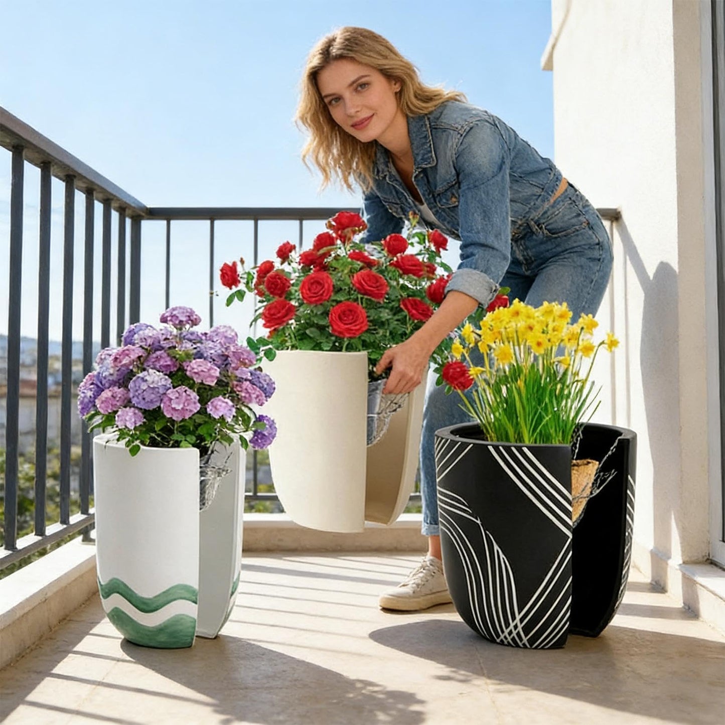 Adjustable Planter Insert, Planter Inserts For Large Pots, Plant Risers For Inside Pots,with Top Opening 12-18 Inches Wide, Pot Filler For Artificial Plants Outdoor