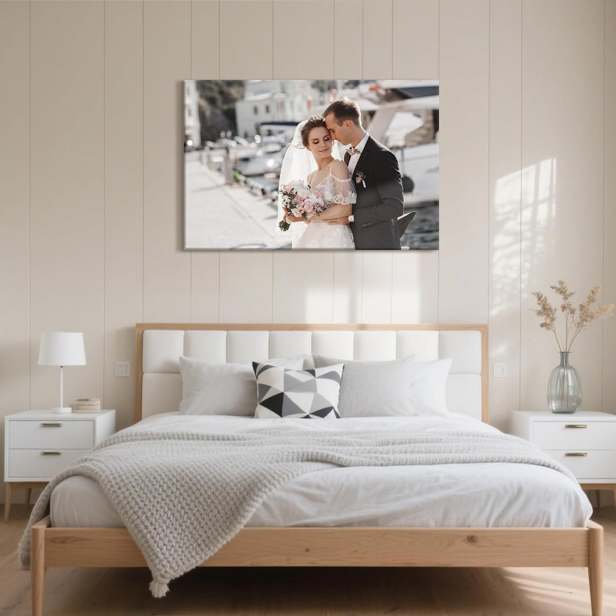 Personalized Custom Canvas Prints with Your Photos & Text, Customized Picture Print, Transform Own Images Into Framed Wall Art Digitally Printed Photo to Canvas, Keepsakes Gifts for Family 12x8’’
