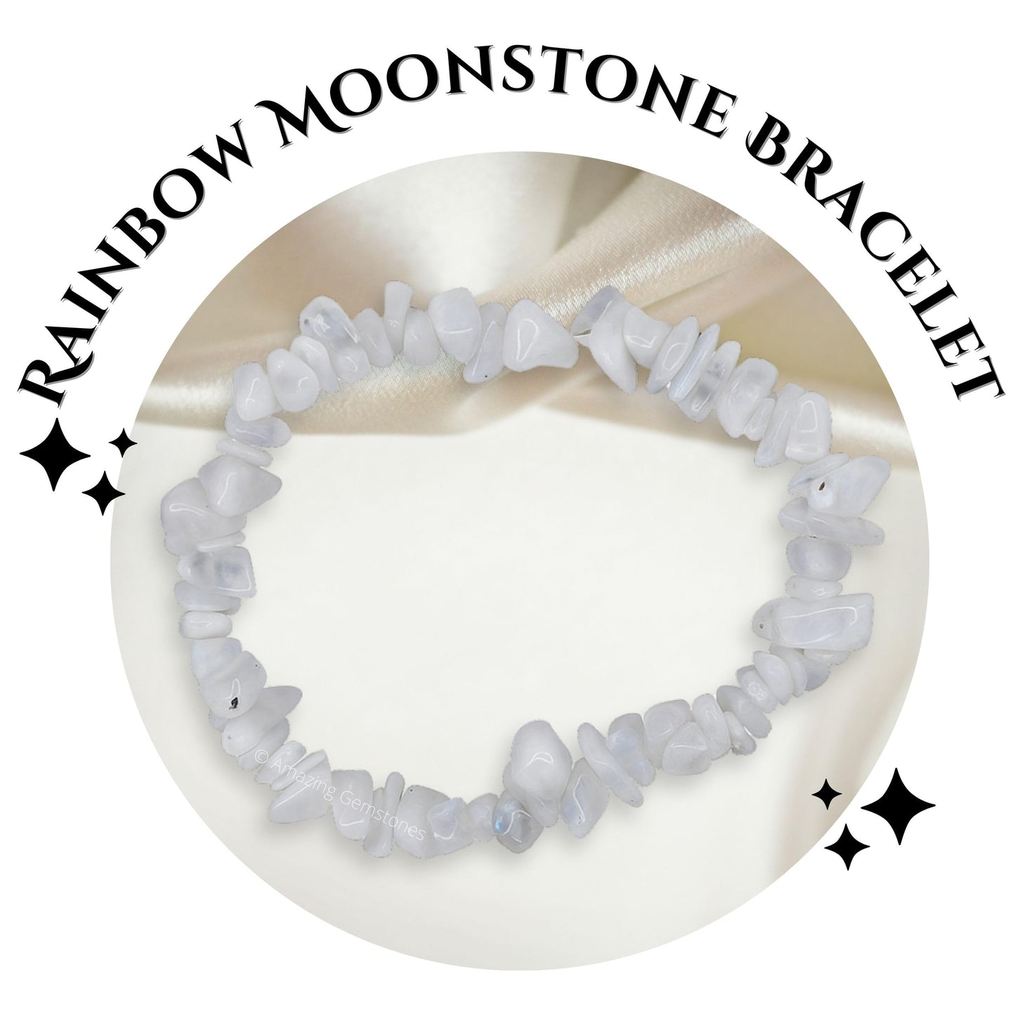 Amazing Gemstone Chips Bracelet (Rainbow Moonstone)