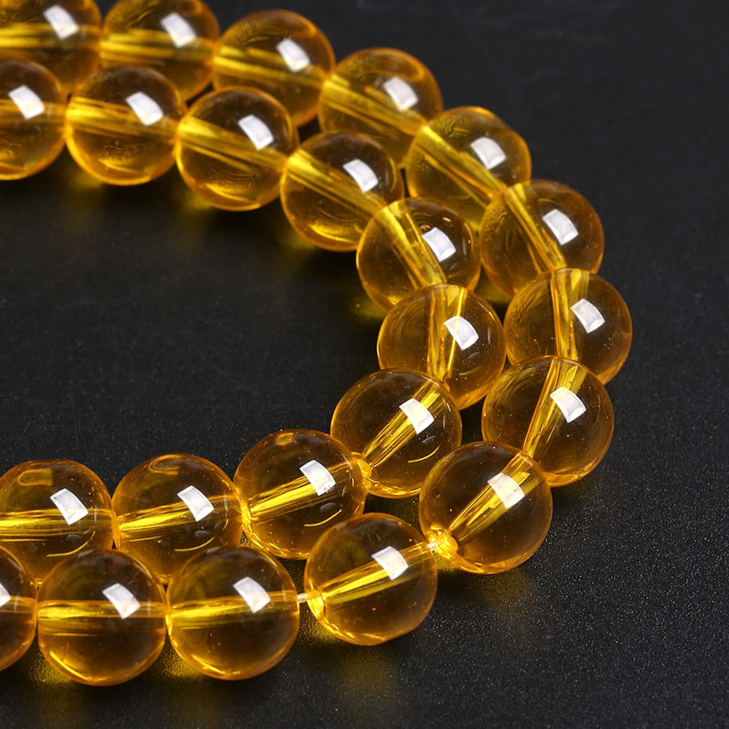 8MM 46PCS Yellow Glass Spacer Loose Beads for Jewelry Making DIY Bracelet Necklace
