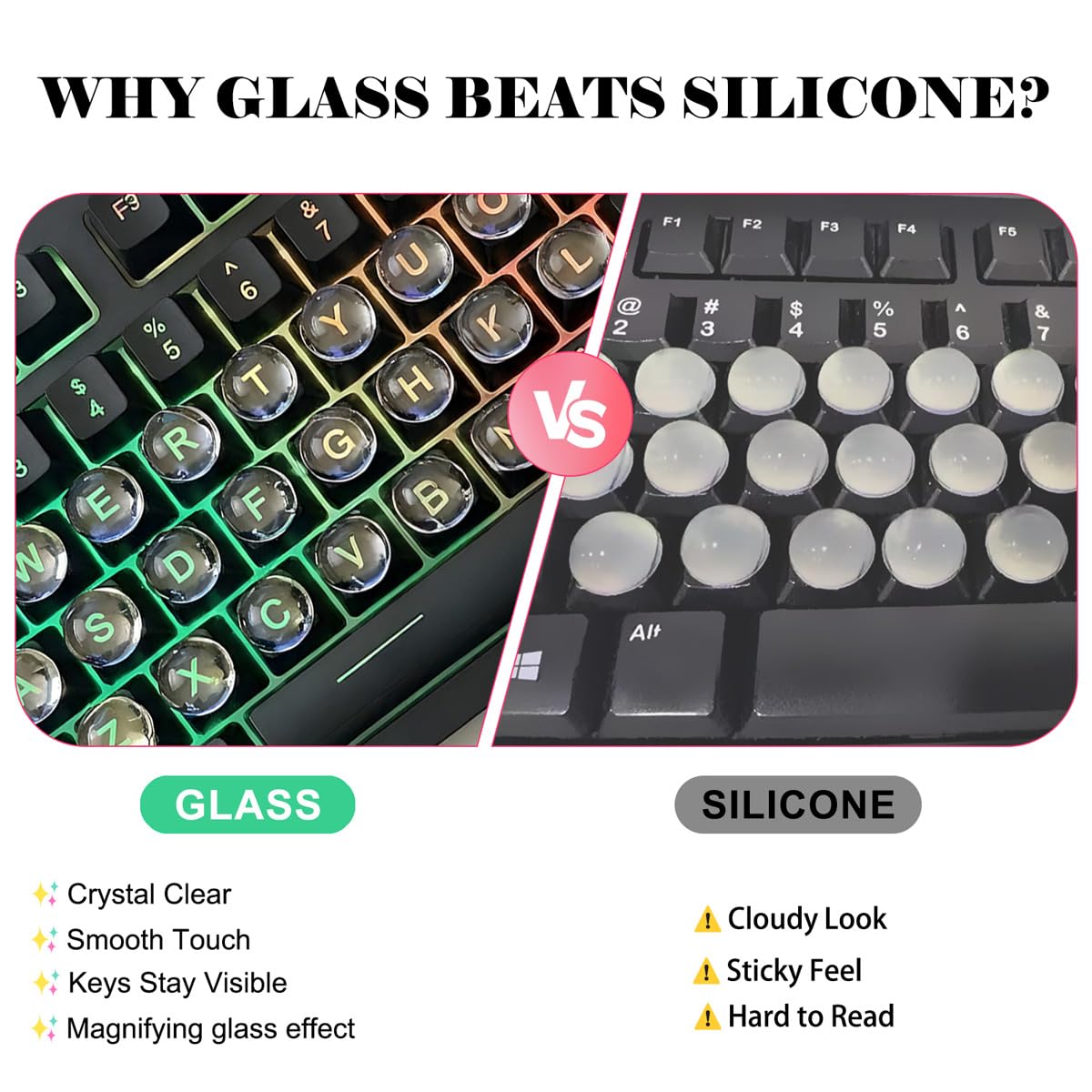 Quafochi 110pcs Keyboard Bubbles for Long Nails, Clear Raised Glass Key Covers, No-Residue, Reusable, Easy to Apply, Keyboard Stickers for Desktop Keyboards, External Keyboards, Calculators