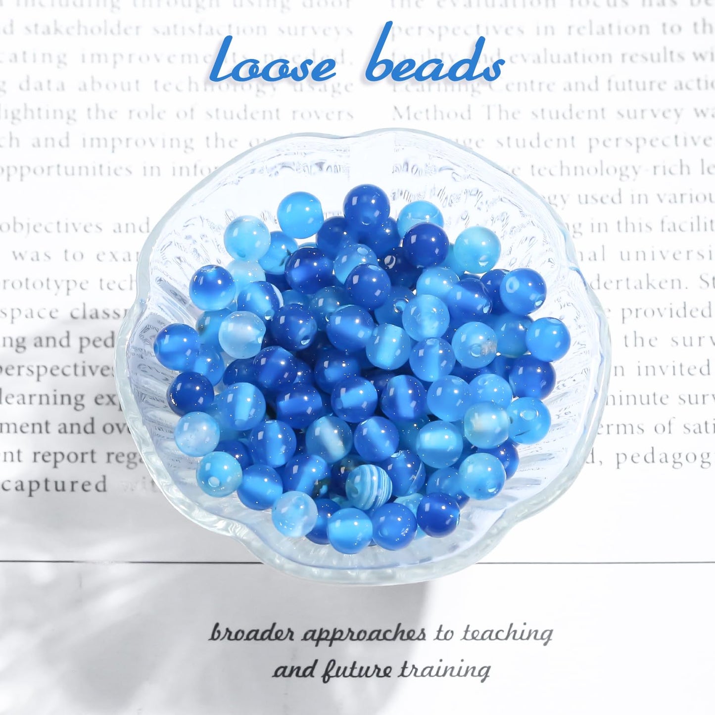 Natural Gemstone Round Loose Beads for Jewelry Making DIY Crystal Energy Healing 1 Strand 15" (Blue Stripe Agate, 4mm (15"/Strand))