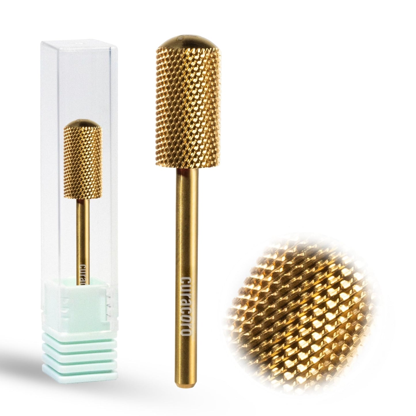Curacoro Nail Drill Bits 3/32'' - L-Shape Smooth Stop Barrel Carbide Bit (Fine) for Professional Finish, Gently Remove, Buff & Polish Gel Nails, Nail Art Pedicure Manicure Salon & Home