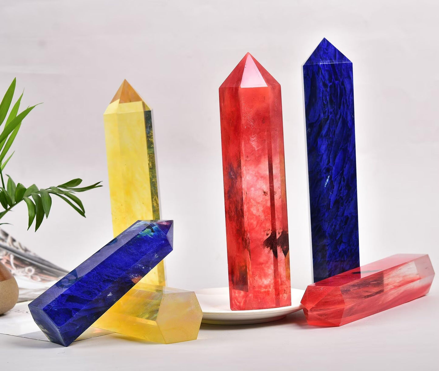Smelting Blue Quartz Tower Obelisk Artificial Crystal Stone Wand Large Reiki Meditation Gifts 1.7-2.2 LBS