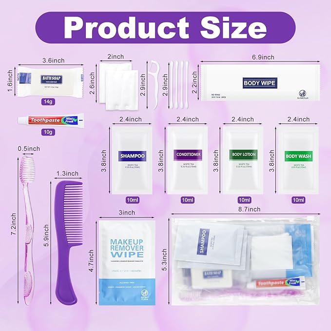 50 Kits Travel Toiletry Kit Bulk, Personal Hygiene Kit, Disposable Hygiene Kit Homeless Care Supplies Charity Kit For Home, Hotel, Camping, Travel
