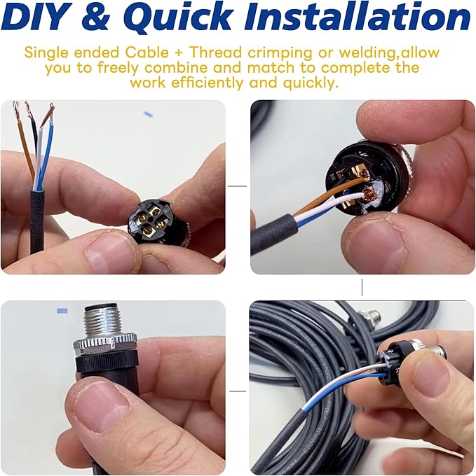 Lonlonty M8 6 Pin Male Socket Panel Aviation Wire,8mm Industrial Circular Sensor Connector Cable Shielded,Outdoor Waterproof IP67 A Coding 6.5Ft/2M
