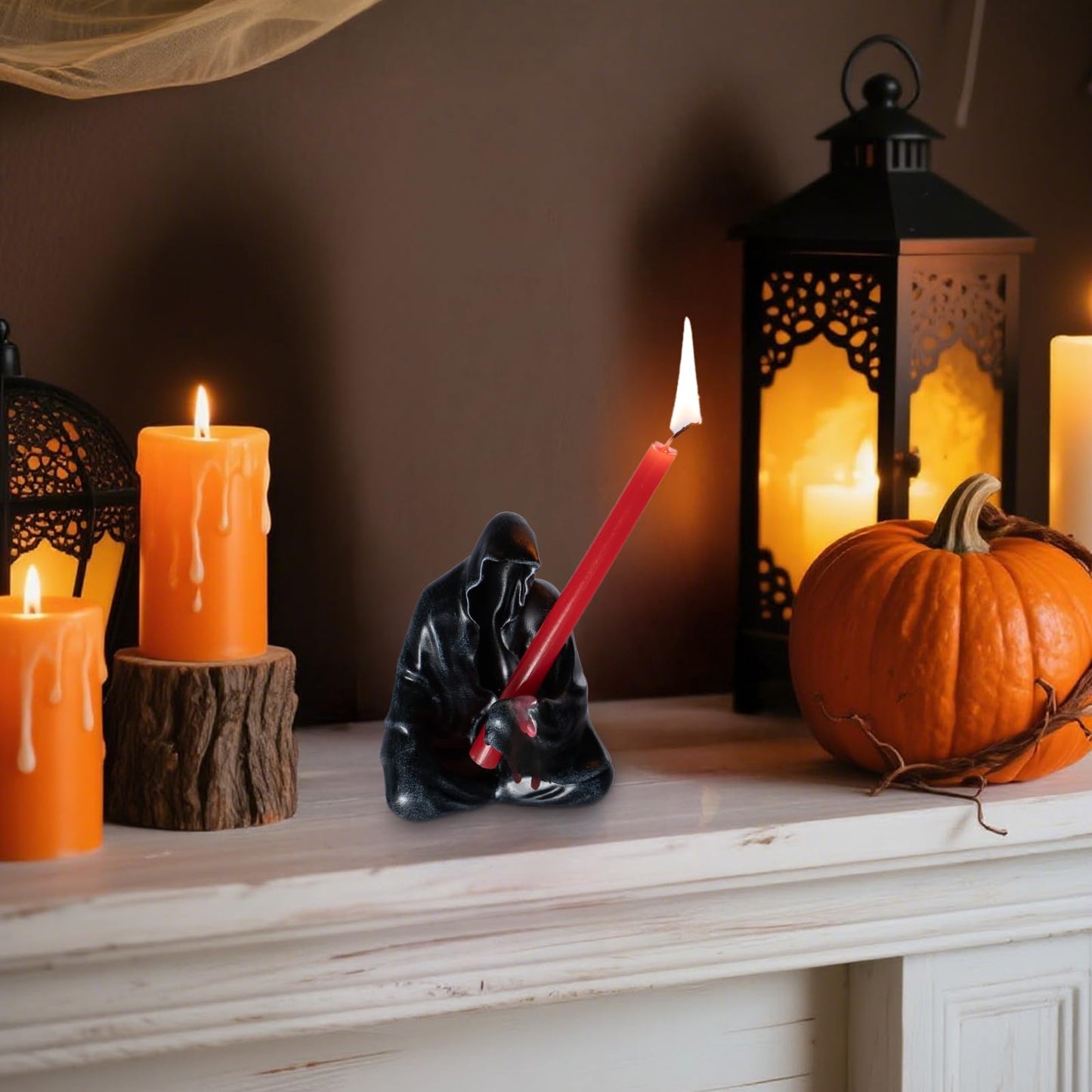 Gothic Home Decor Grim Reaper Statue Bathroom Halloween Decor Toothbrush Holders for Bathrooms Goth Pen Display Stand