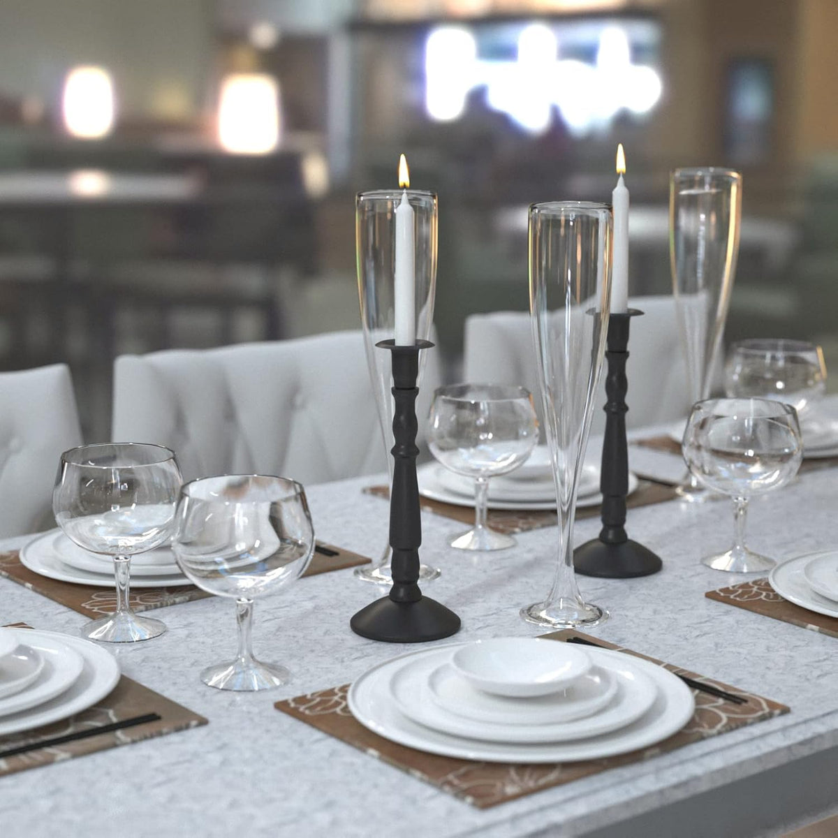 Matte Black Skinny Taper Candle Holder - Iron Slim Candle Stand for 7/8" Candles, Elegant Table Centerpiece for Home Decor and Farmhouse Table - 10"