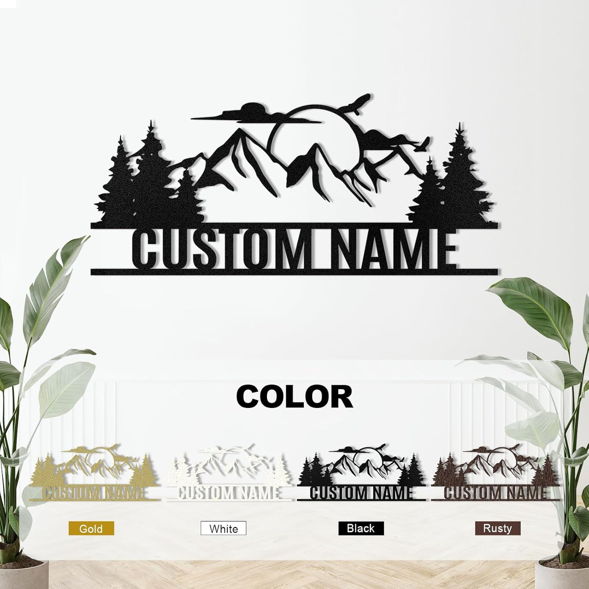 Personalized Mountain Metal Sign, Metal Mountain Wall Art Decor, Custom Family Name Sign, Custom Sign Outdoor Metal, Forest Home Decor Sign, Nature Wall Art, Cabin Decor, Housewarming Gifts