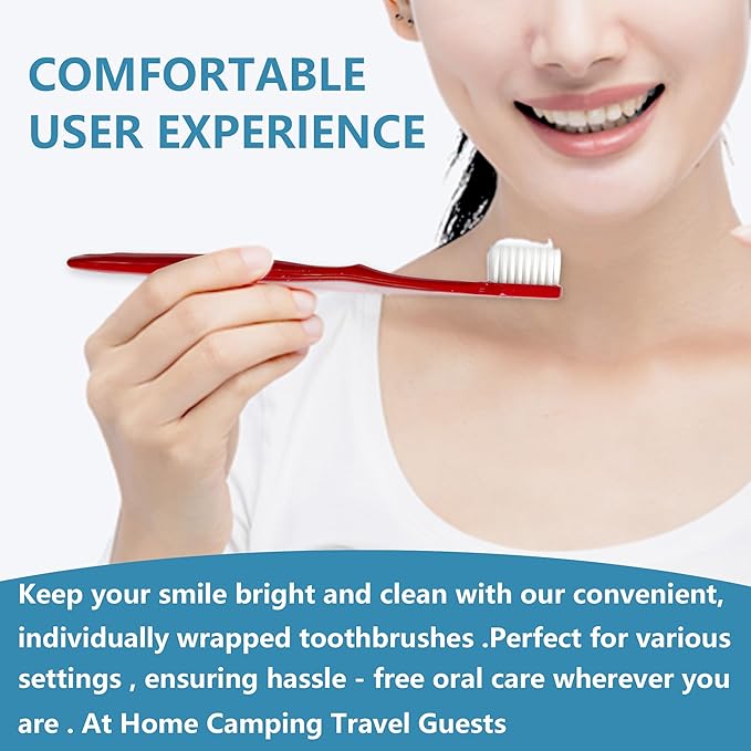 50 PCS Disposable Toothbrushes, Bulk Individually Wrapped Toothbrushes, Travel Toothbrush Pack, Ultra Soft Bristles & Non-Slip Handle, Perfect for Home, Travel, Hotel, Donation (50 Pieces)