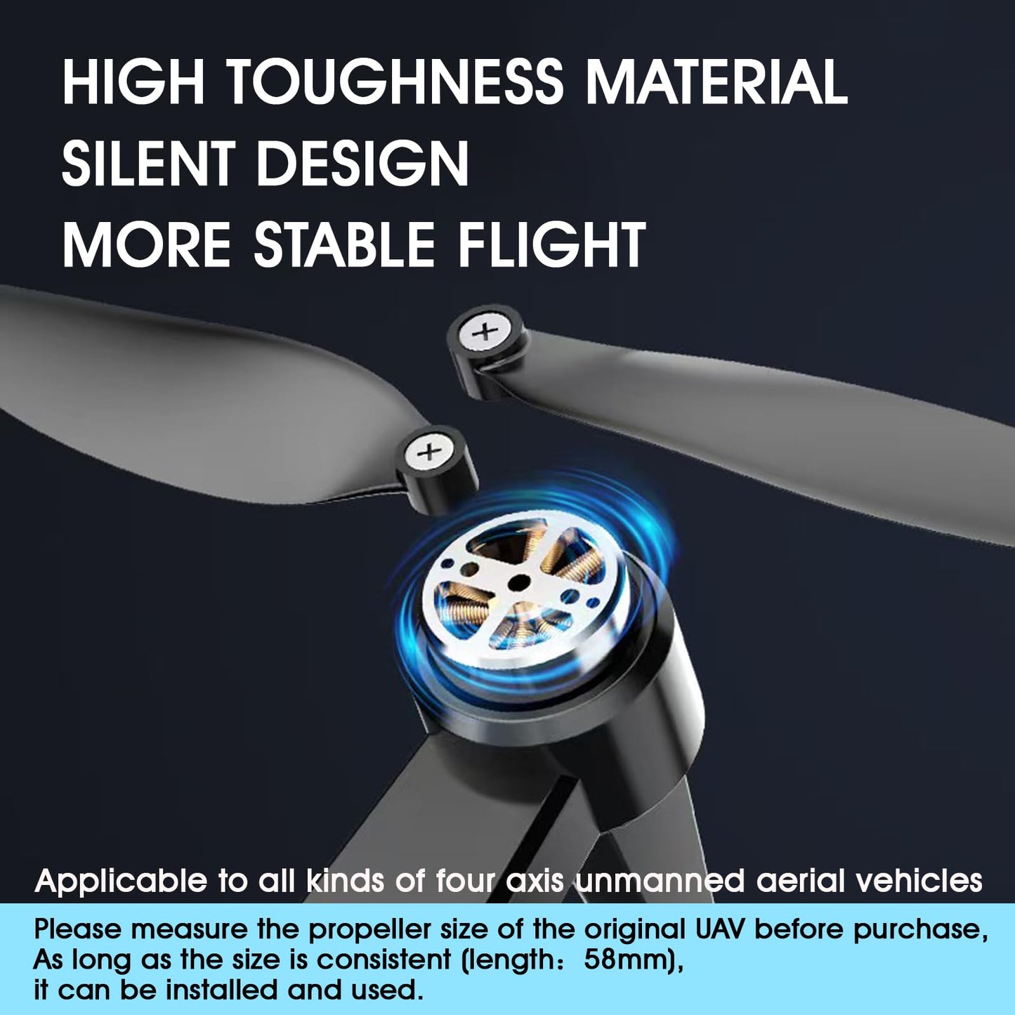 mcokoe Universal 58mm/2.28In Drone Propellers for E88、E25、K911、S115、S119、A17、S132、F167、X28、X26、L106 Models - Replacement Drone Accessories with Stable and Low-Noise Operation 16-Pack (Gray)