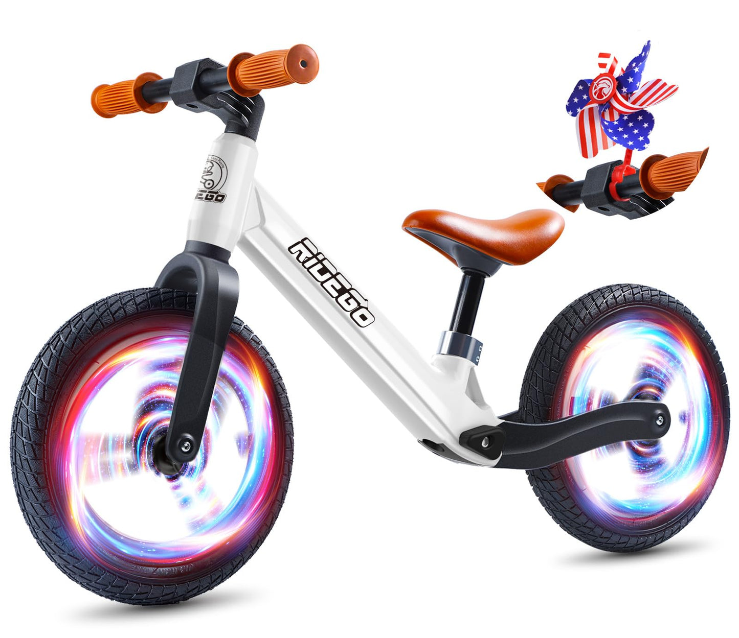 Ridego 12 Inch Balance Bike for Kids 2-4 Year Old,Lightweight Kids Bike with Adjustable Seat, Toddler Bike with Air Rubber Tires，Ride-on Toys Birthday Gift