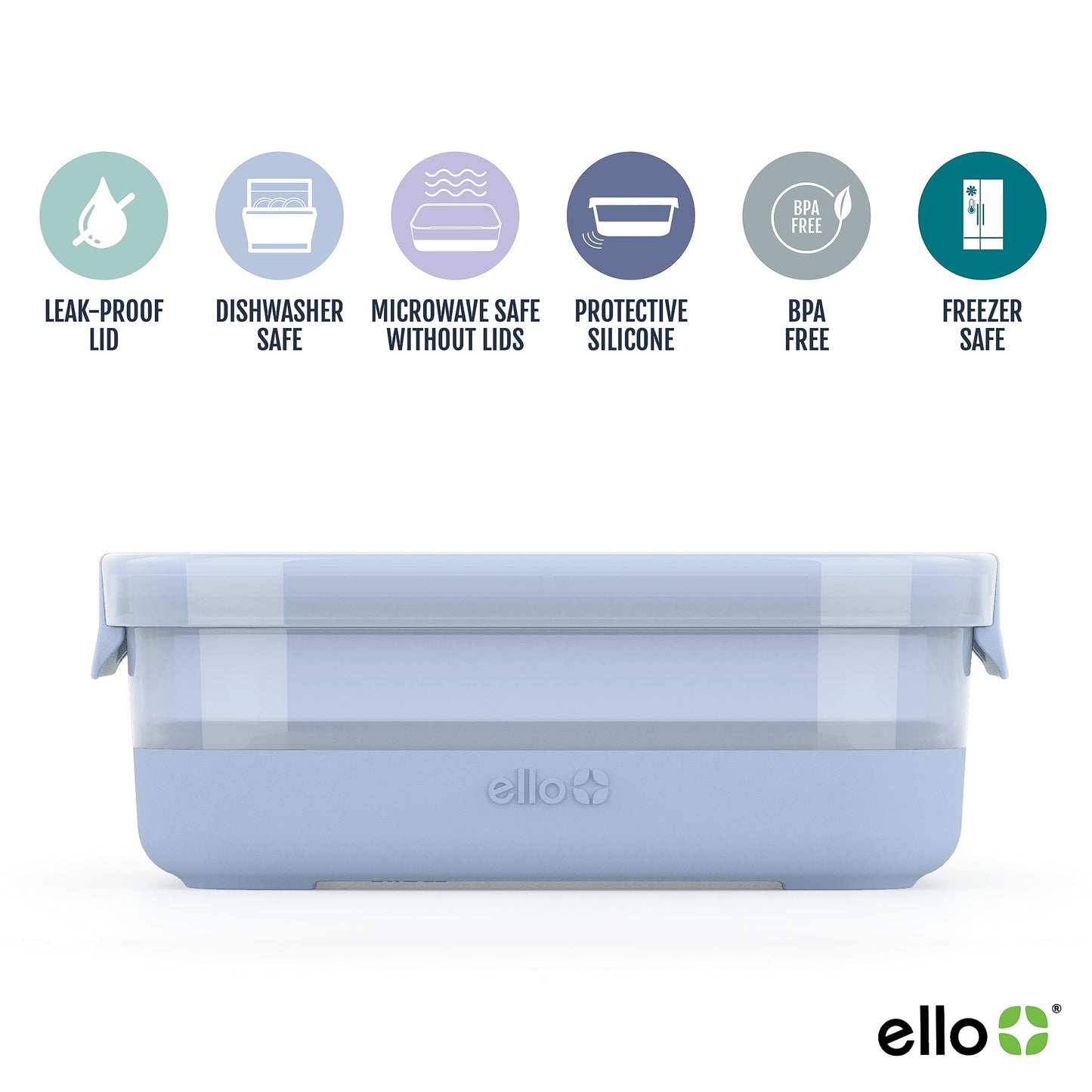 Ello Plastic 3.7 Cup Meal Prep Set 10 Pc, 5 Pack Set - BPA Free Plastic Food Storage Container with Silicone Boot and Airtight Lids, Dishwasher, Microwave, and Freezer Safe, Melon