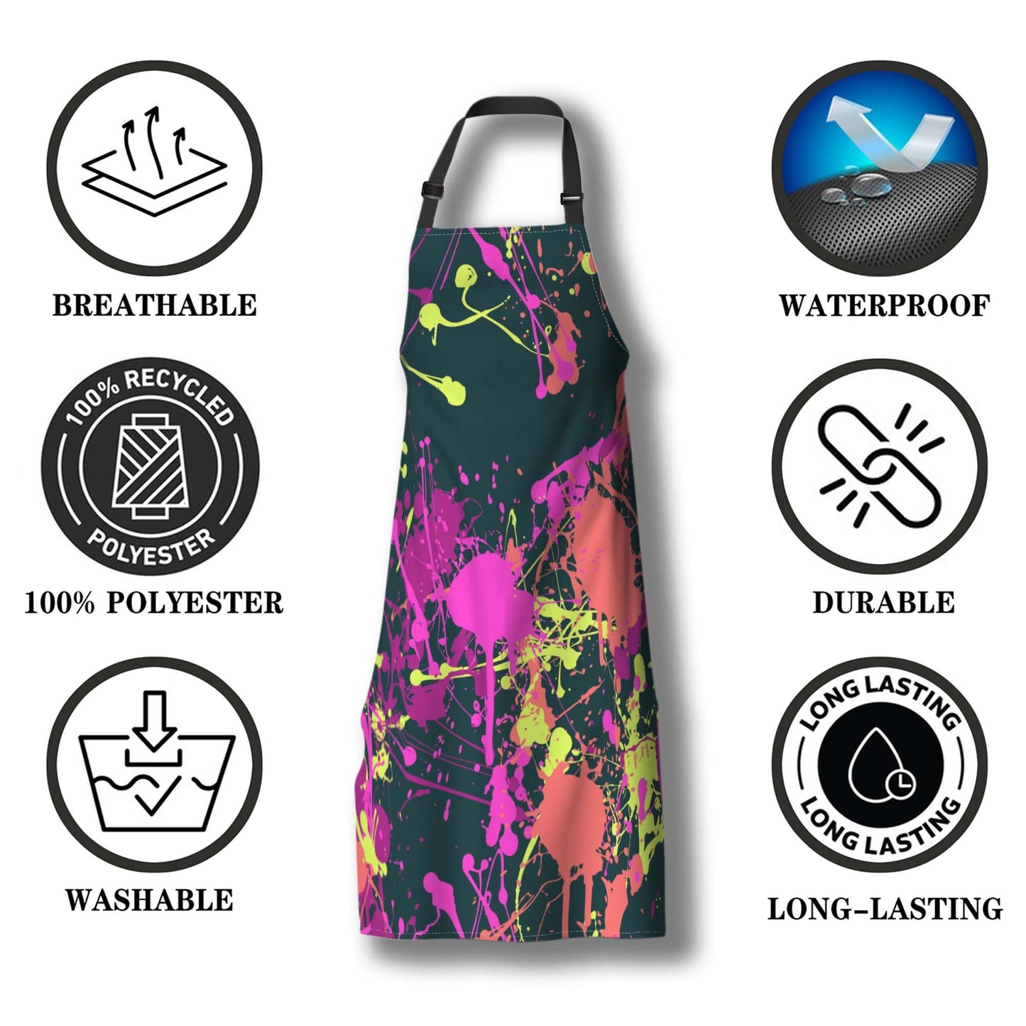 Olikked Cook Apron for Women Splatter Paint Pattern Mans Aprons for Cooking Funny for Kitchen Cooking Restaurant BBQ Painting Crafting 27” (W) x 31” (H), Waterproof Aprons