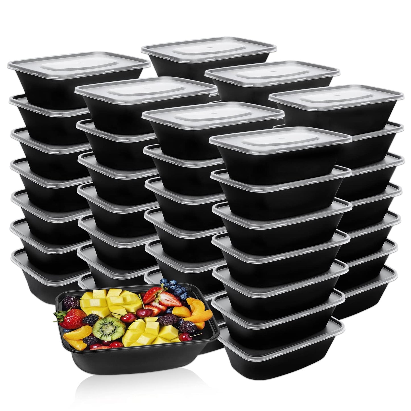 Tiny Meal Prep Containers, 12 oz [50 Pack] - mini Single 1 Compartment Food Meal Prep Containers Reusable, BPA Free Small disposable Food Storage Containers with Lids Microwave Dishwasher Freezer Safe