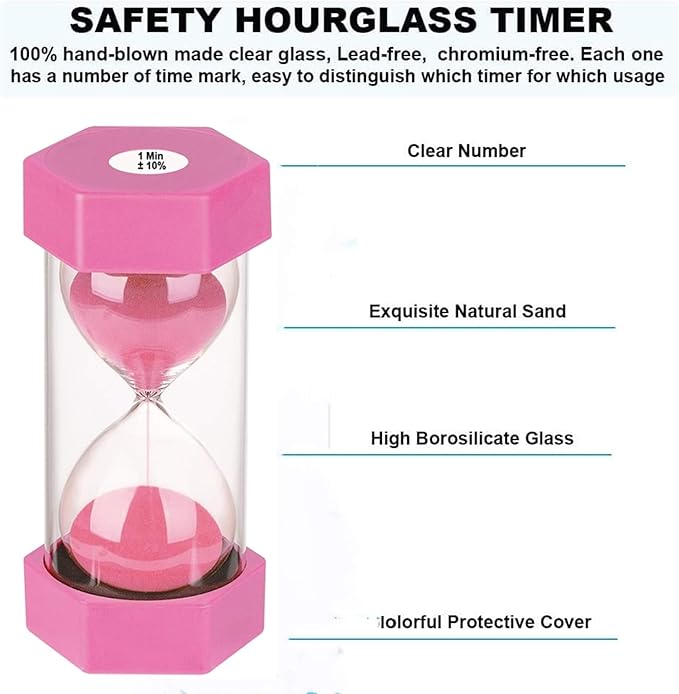 SuLiao Unbreakable Pink Sand Hourglass - 15 Minute Timer, Small Sand Clock for Kids, Games, Classroom, Kitchen, Decorative