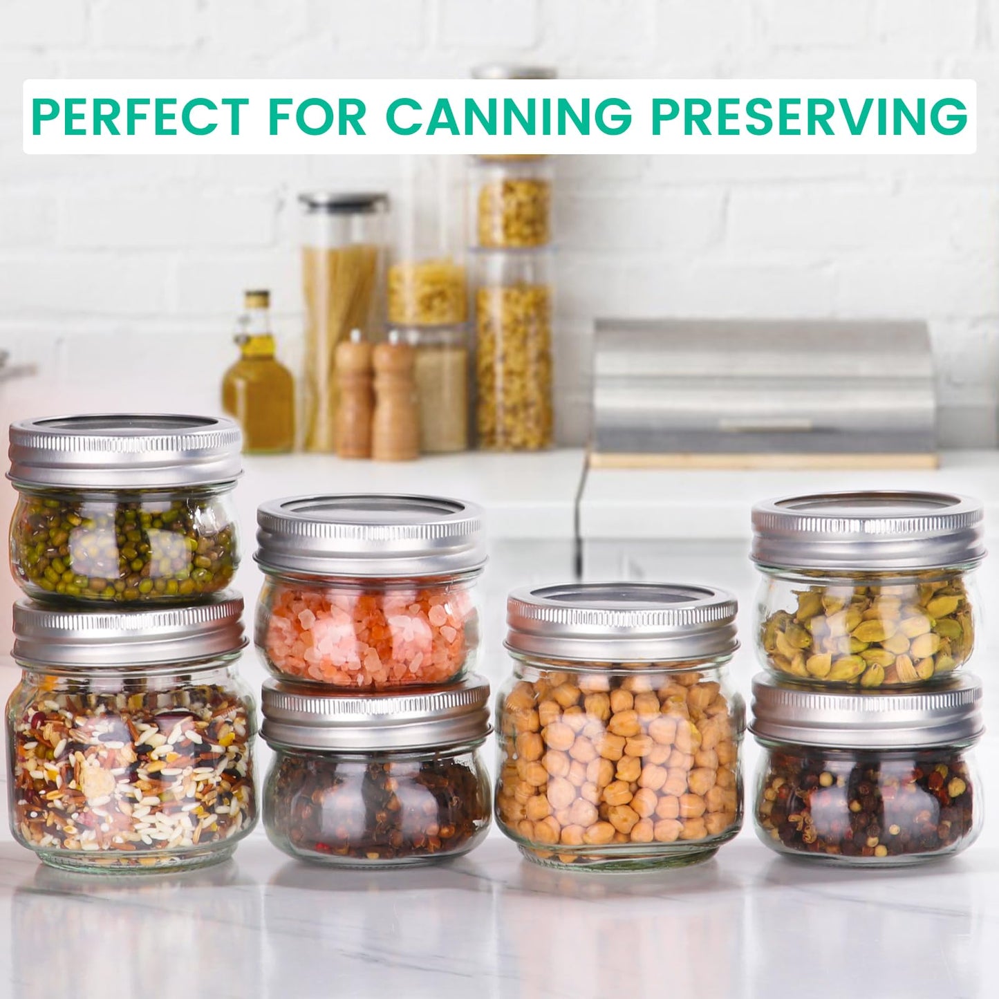 CAKKVDE 30 Pack 8 oz Mason Jars with Airtight Lids Regular Mouth 8 oz Glass Mason Jars for Crafts, Meal Prep, Canning Jars for Food Storage, Fruit Storage, Craft Jars, Candle Jars