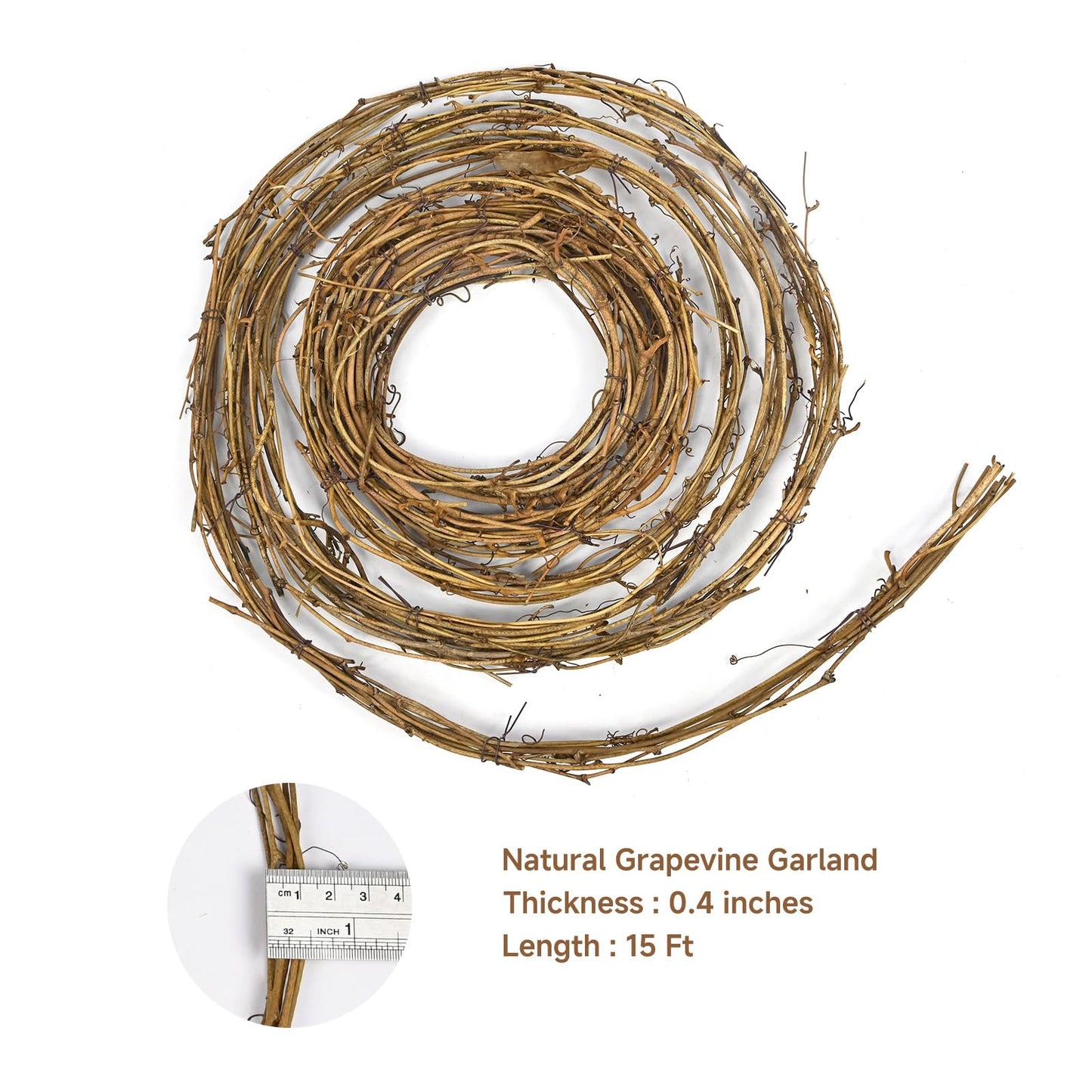 7 Pack Natural Grapevine Garland, 15 Ft Per Roll Total 105 Ft Flexible Bendable Twig Vine Strips for Wreath Making DIY Crafts Home Wedding Christmas Garden Decoration