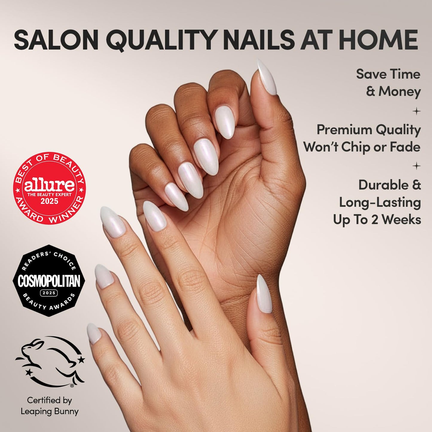 Glamnetic Press-On Nails Bundle - Oat Milk & Hailey | Medium Coffin Milky White False Nails | Glazed Short Almond Fake Nails | Durable, Salon-Quality Nail Kits