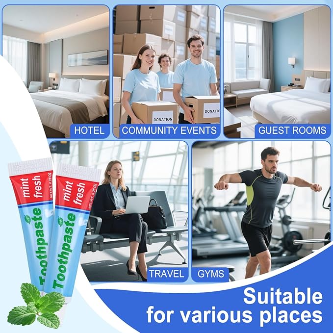 0.28oz Small Toothpaste Travel Size Bulk,Mini Toothpaste Travel,Mint Scent TSA Compliant for Hotel Camping Gym Office School Homeless 120