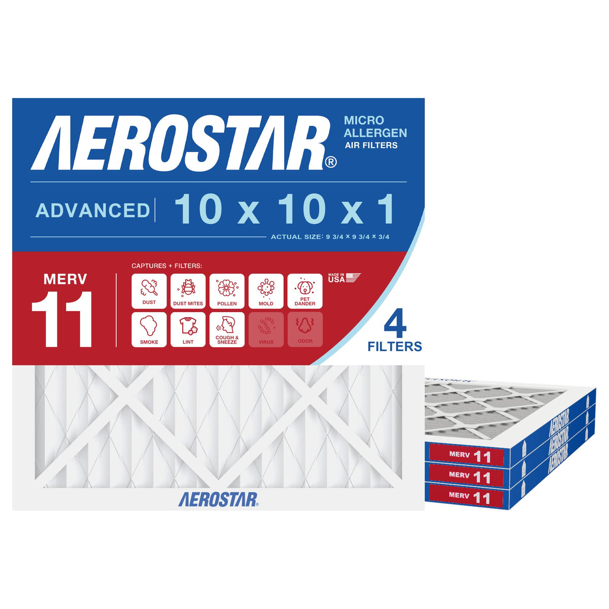 Air Filter 10x10x1 MERV 11 AC Filter (4 Count)