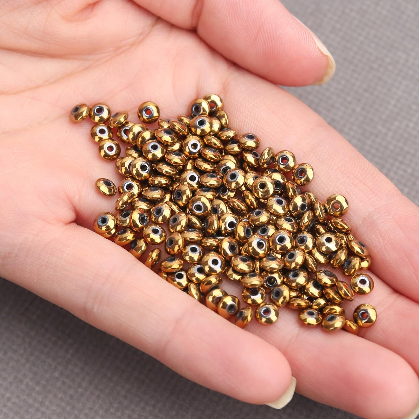 BONNY BOXX 1 Strand (150PCs) 2 * 4mm Rondelle Beads, Natural Abacus Disk Gold Hematitet Stone Beads Loose Spacer Gemstone for DIY Bracelet Necklace Jewelry Making