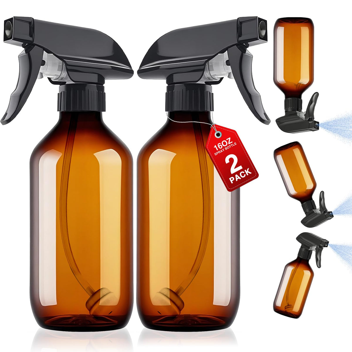Brown Plastic Spray Bottles 2 Pack 16 oz (2 Count)