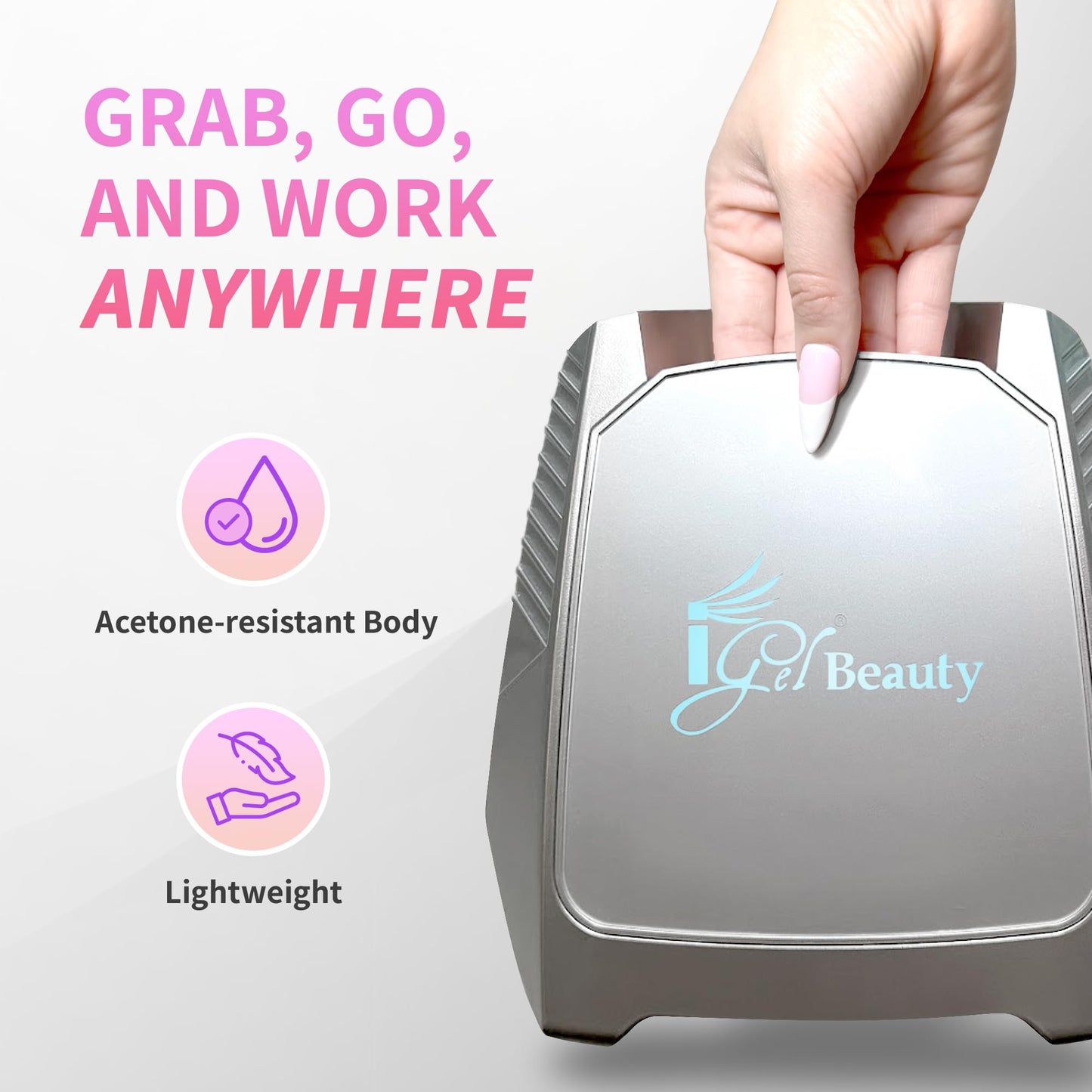 iGel Beauty Hybrid PRO 2.0 UV/LED Nail Lamp – 48W Wireless Rechargeable Nail Dryer, Full Hand Curing, Smart Motion Sensor, Removable Tray, Cordless Gel Lamp for Manicure & Pedicure