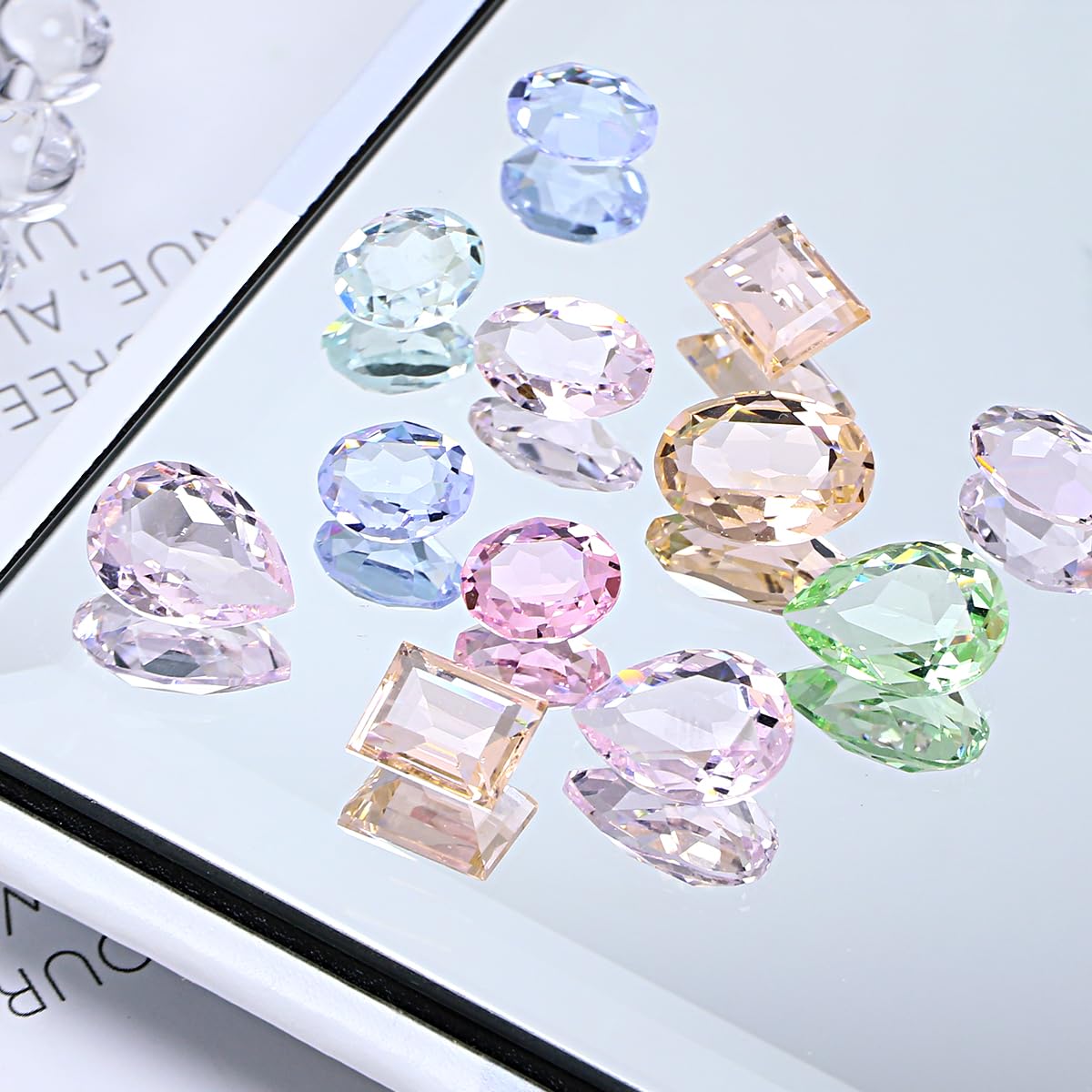JINJIAO Large Nail Art Rhinestone,Pointback Mix Shape Nail Charms Colorful Transparent 3D Nail Diamonds for Nail Art DIY Crafts
