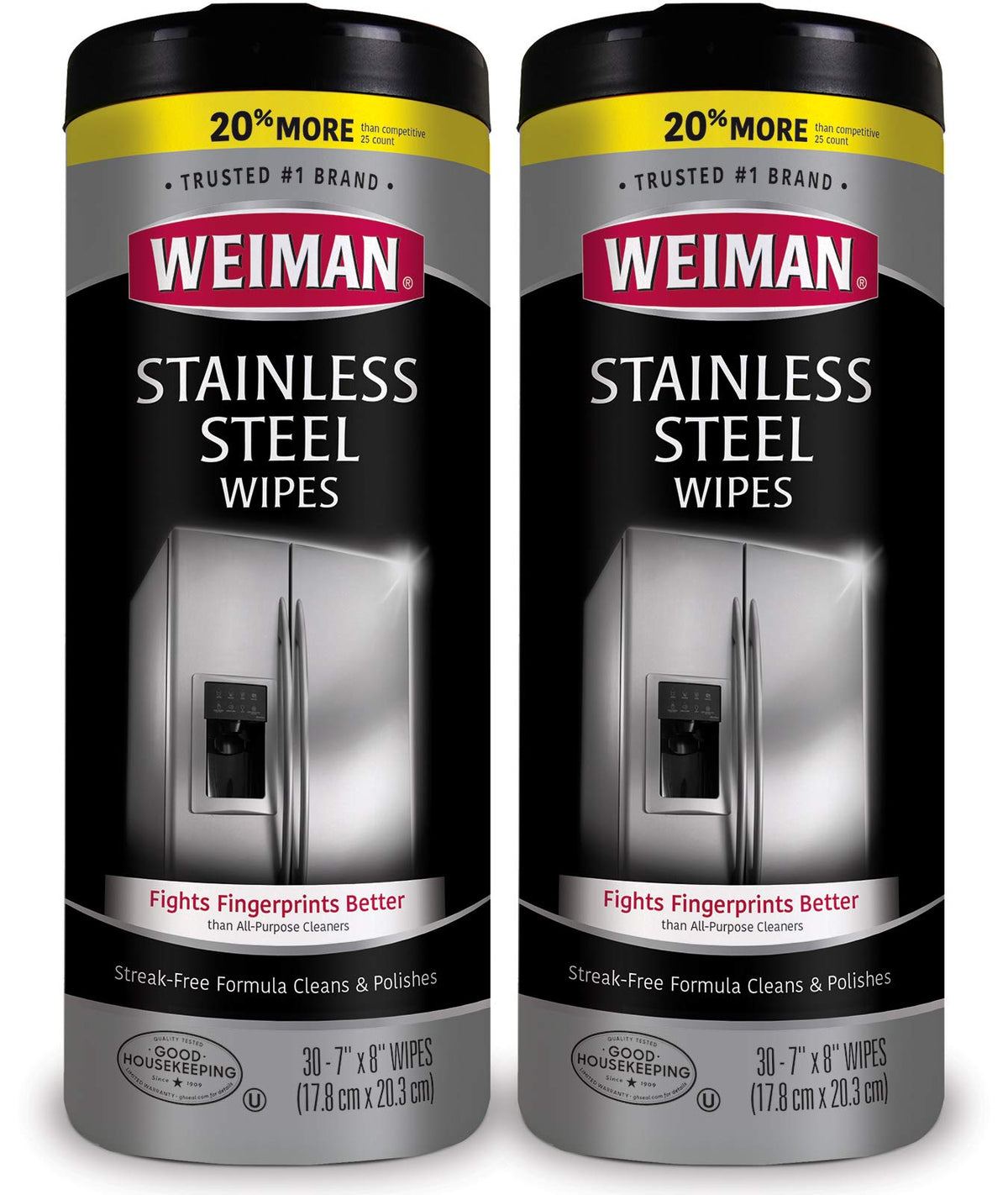 Stainless Steel Cleaning Wipes [2 Pack] Removes Fingerprints (60 Count)