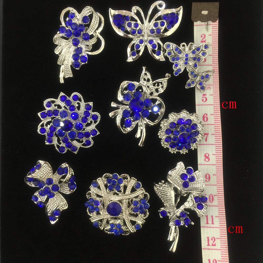 Ezing Lot 24pc Shining Rhinestone Crystal Brooches Pins DIY Wedding Bouquet Kit (G)