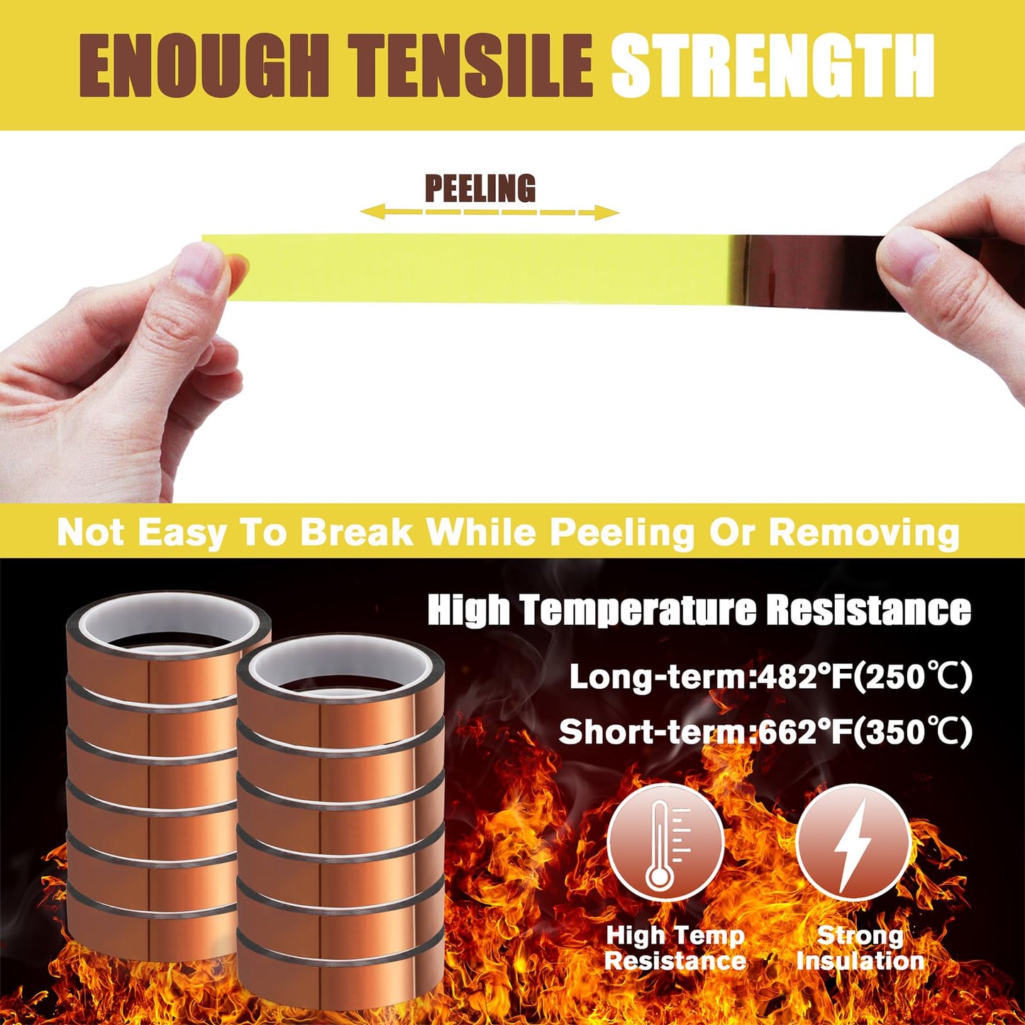 MEBMIK Heat Tape for Sublimation Transfer, Heat Resistant, Adhesive Transfer Tape, Thermal, No Residue, 12 Rolls 20mm x33m(108ft)