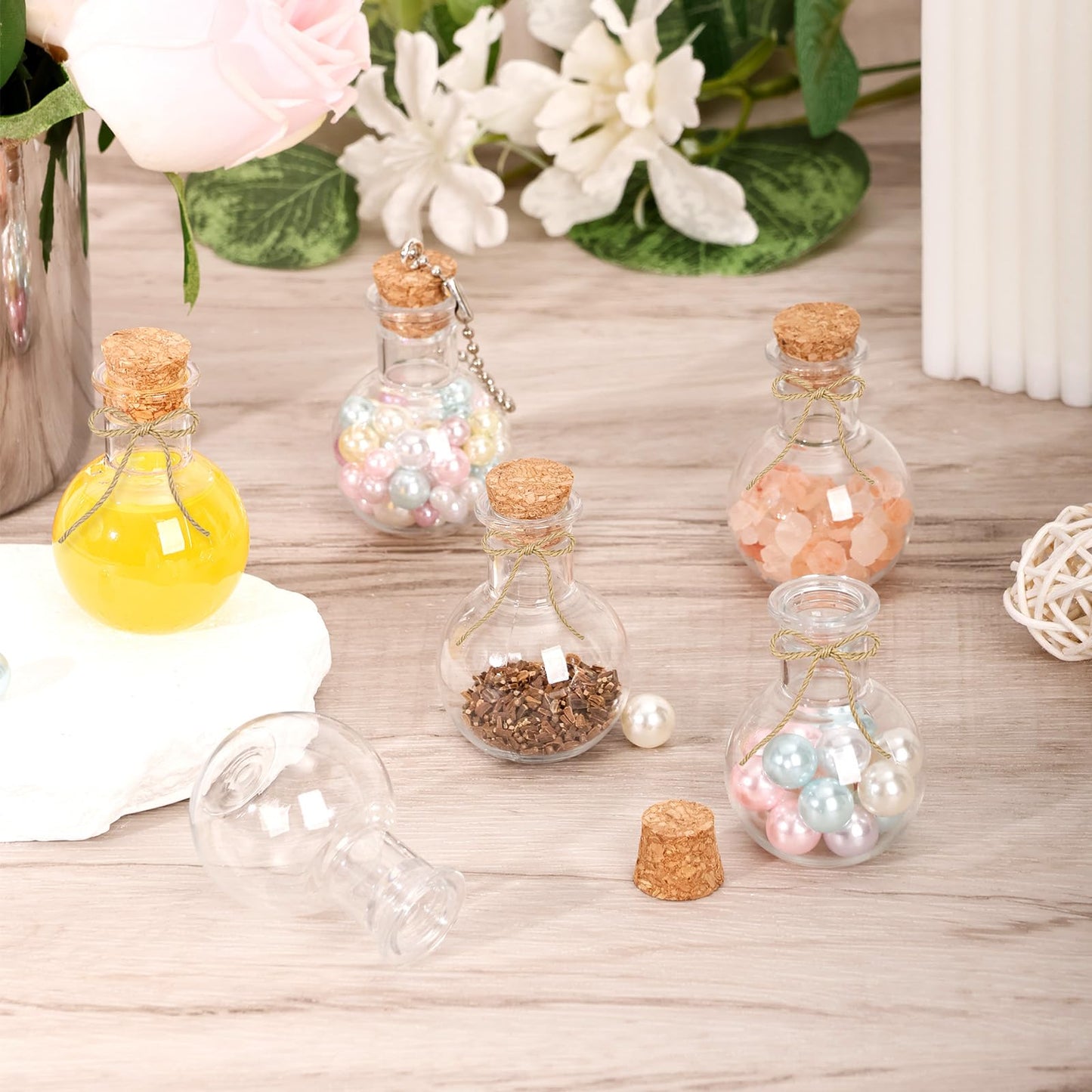 badashun 20 Packs Mini Plastic Bottles with Corks Clear Small Plastic Bottles for Birthday Baby Shower Wedding DIY Crafts Party Christmas Halloween Decoration Present
