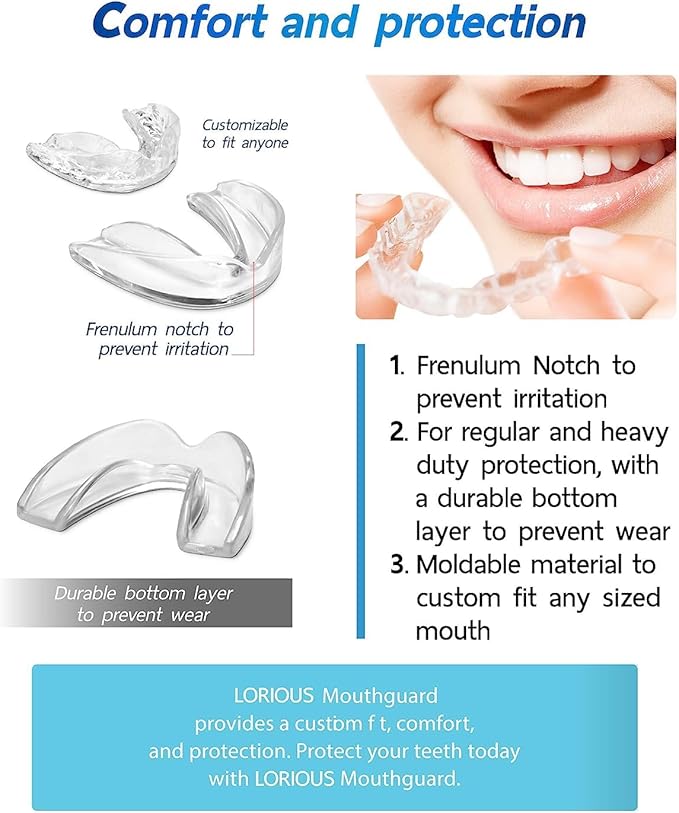 Moldable Mouth Guard for Teeth Grinding, Customizable Boil-and-Bite Mouthguard for Clenching, Dental Protection for Adults, Teens and Kids