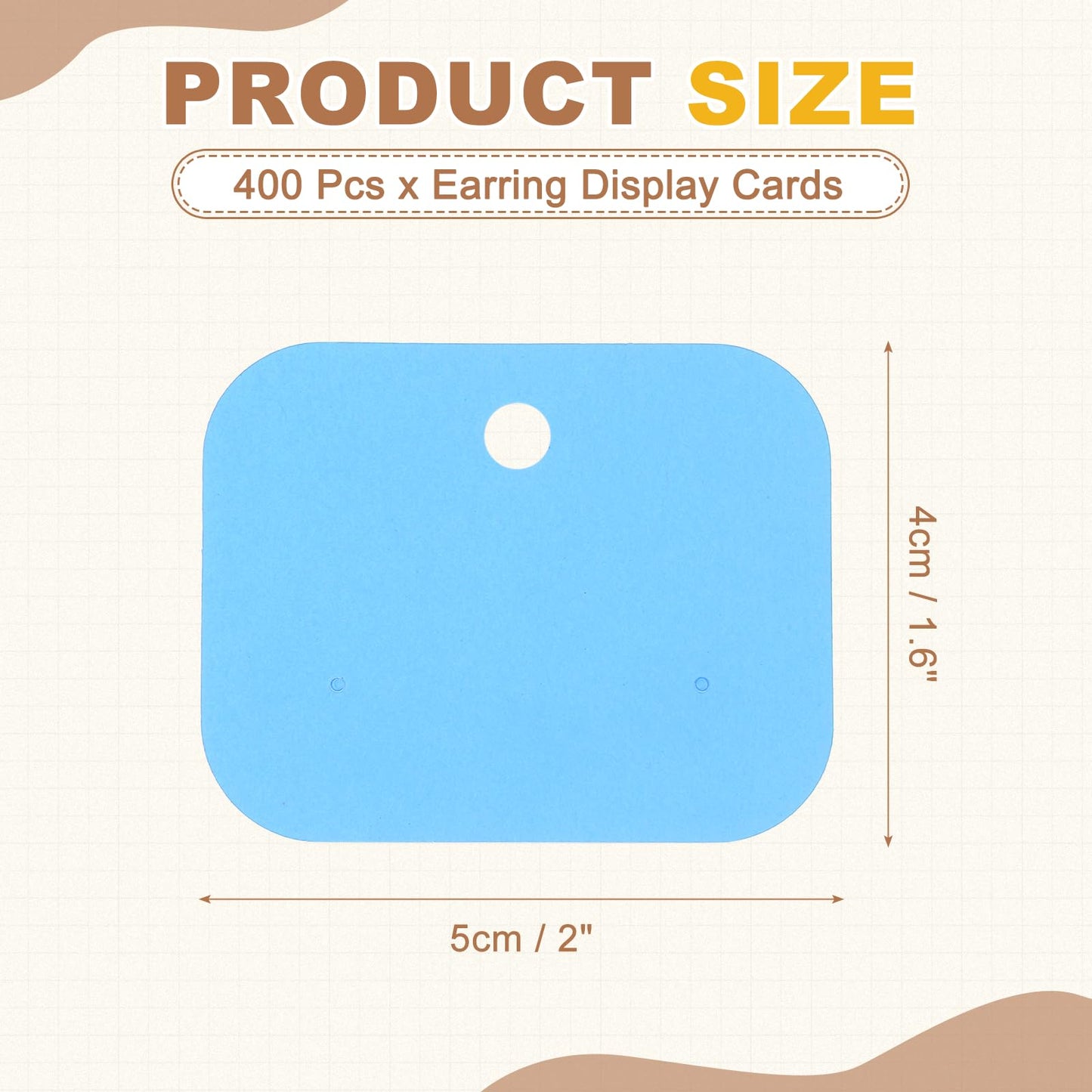 PATIKIL 400Pcs Earring Display Cards, 1.6"x2" Kraft Paper Stud Earring Holder Card, Blank Hanging Tag 2 Holes for Ear Stud Small Jewelry Selling Packaging Supply, Blue