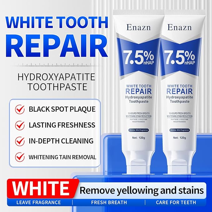 7.5% Nano Hydroxyapatite Toothpastes for Enamel Protection and Tooth Strengthening, Fluoride-Free Cooling Mint, Promotes Fresh Breath, Daily Use for Oral Health Mild Mint, 4.23 Oz（3pcs）