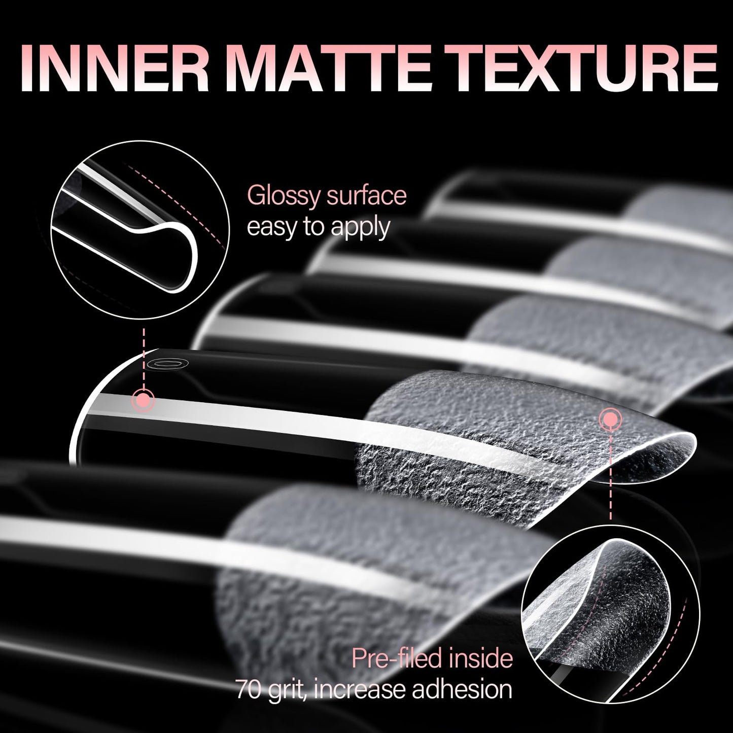 AILLSA Medium Square Nail Tips - Full Cover Half Matte Nail Tips 120pcs Pre-filed Nails Tips, Press on Acrylic Nails for Manicure