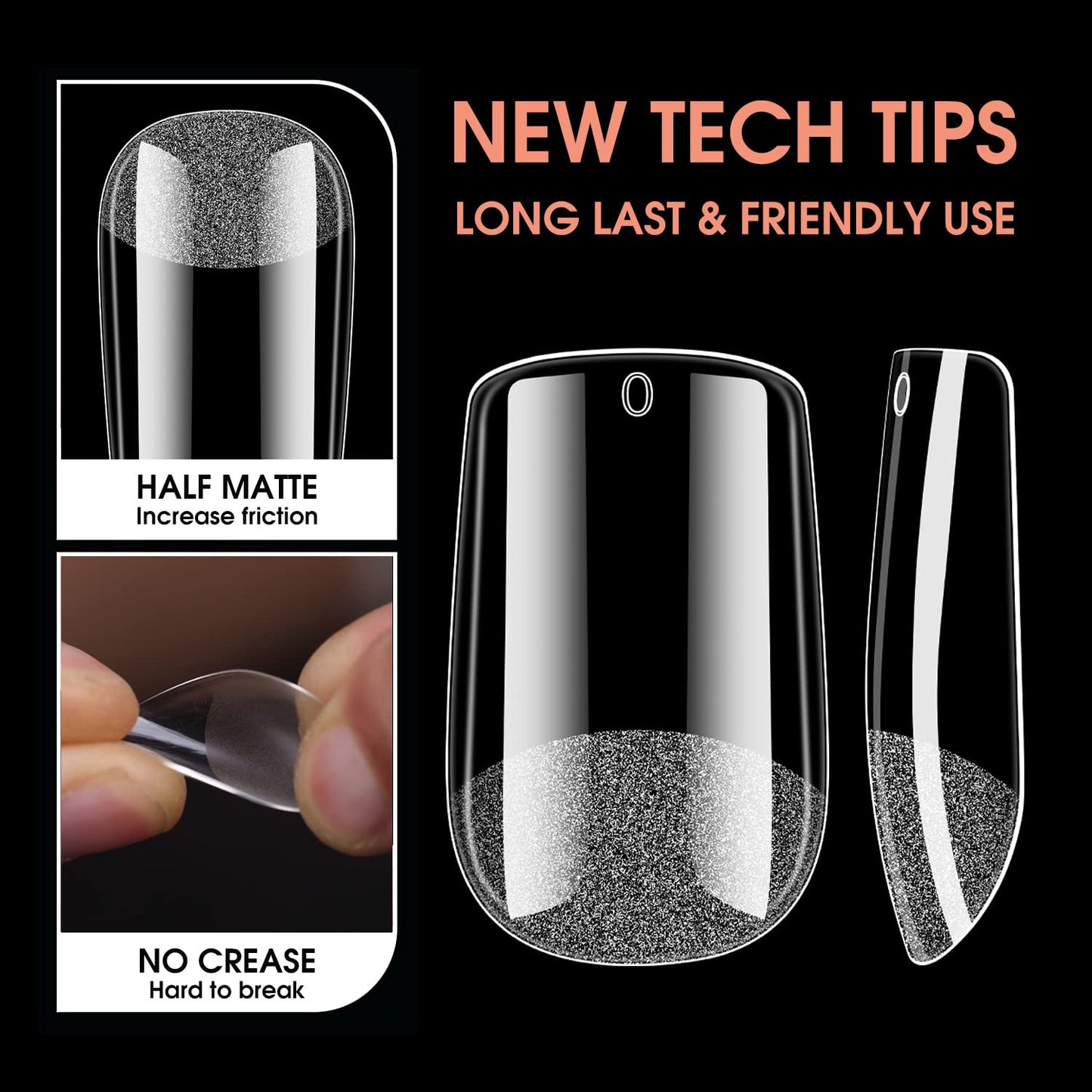 Short Square Soft Gel Nail Tips, BORNBYME 600 PCS Pre Buff Full Cover Shaped Nail Extenison Tips Half Matte Gel X Nail Tips Acrylic False Nail Tips