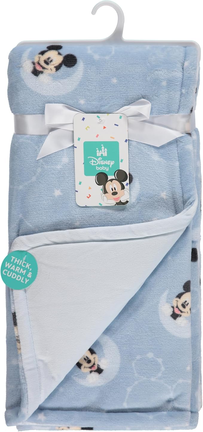 Disney Mickey Mouse, Minnie Mouse, Winnie The Pooh, Lilo and Stitch 2-Ply Infant Blanket - Soft Fleece with Polyfill - Cozy and Warm Baby Blanket for Baby Boys and Girls, 30x40 Inches