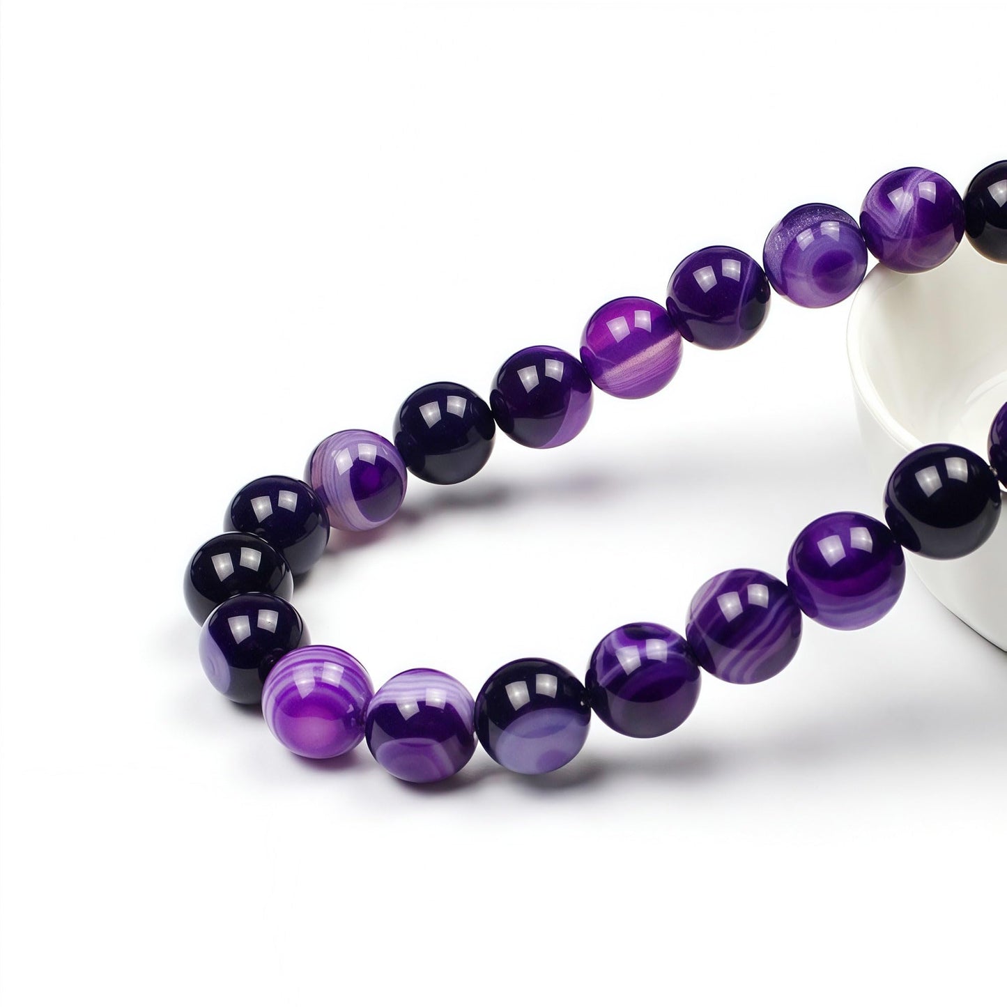 MJDCB Natural Stone Beads Purple Striped Agate Round Loose Beads for Jewelry Making DIY Bracelet Necklace (6mm)