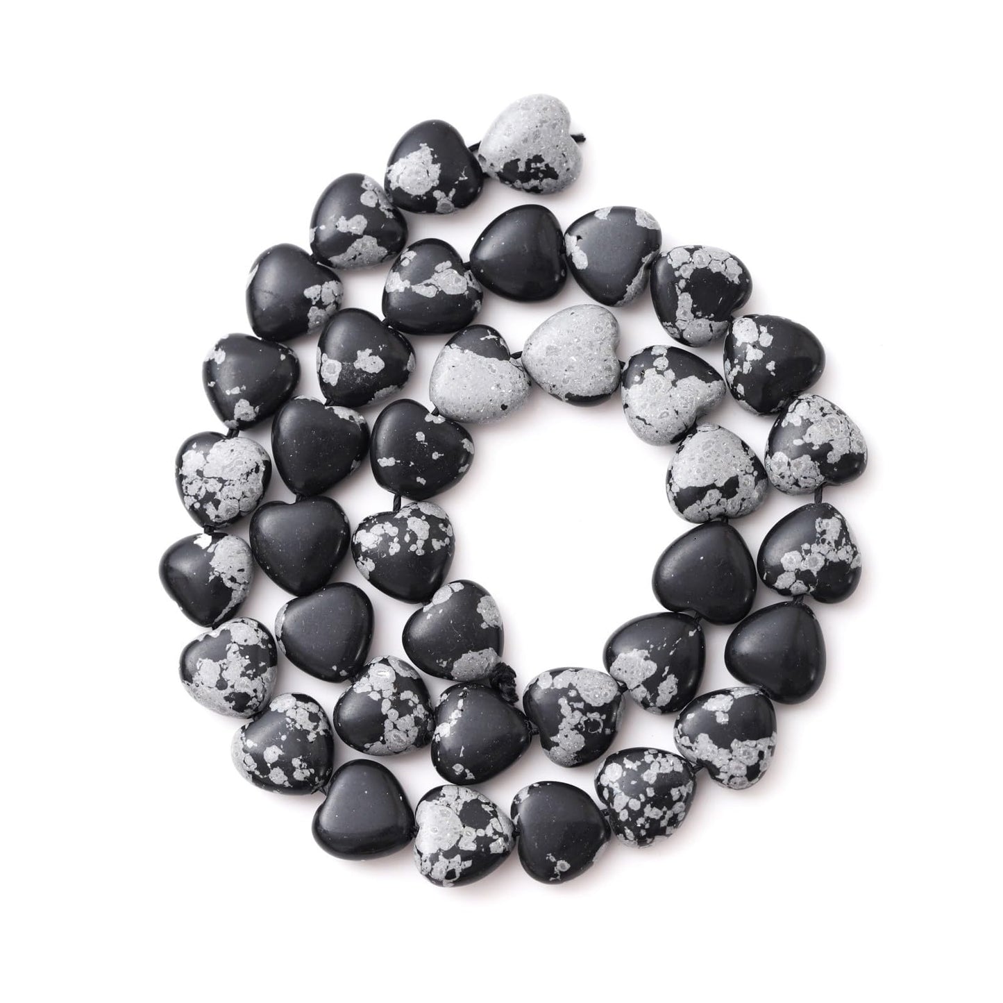 Natural Heart Shaped Snowflake Stone Beads 10mm Loose Crystal Healing Beads for DIY Necklace Bracelet Making Gemstone Craft Supplies
