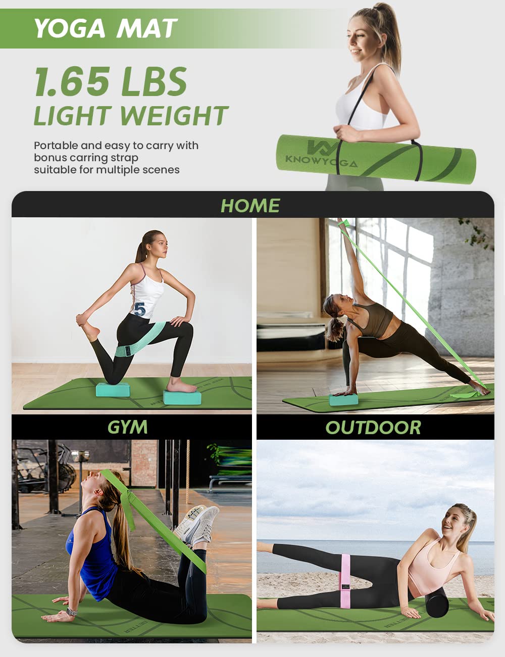 Yoga Starter Kit 12 in 1 - Mat, Blocks, Foam Roller, 4 Resistance Bands With Strap, 2 Peanut Massage Balls for Women & Men, Beginners
