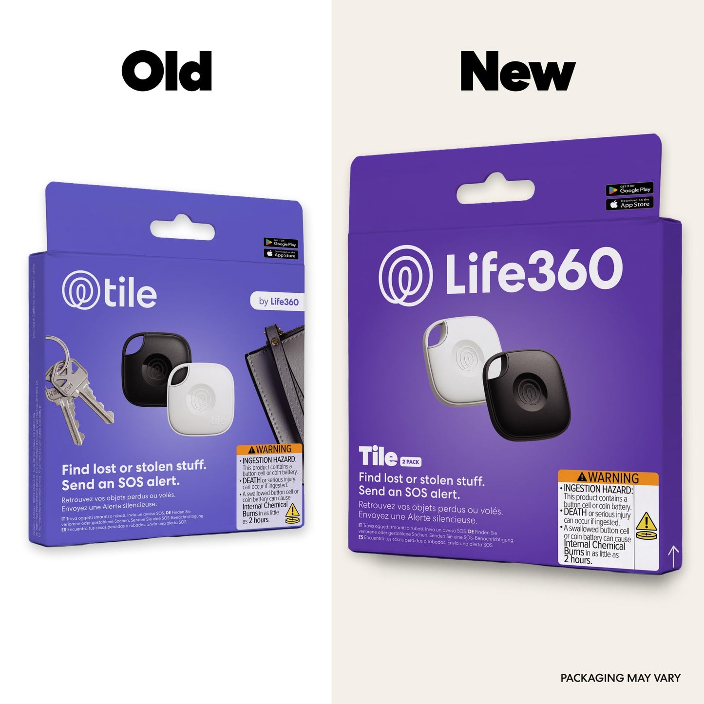 Life360 Tile - Bluetooth Tracker, Keys Finder and Item Locator for Keys, Bags and More. Phone Finder. Both iOS and Android Compatible. 2-Pack (Black/White)