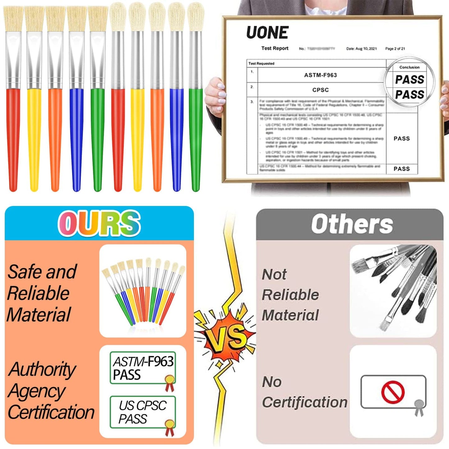 Anezus 30 Kids Paint Brushes Set with Jumbo Round Watercolor and Large Flat Craft Brushes
