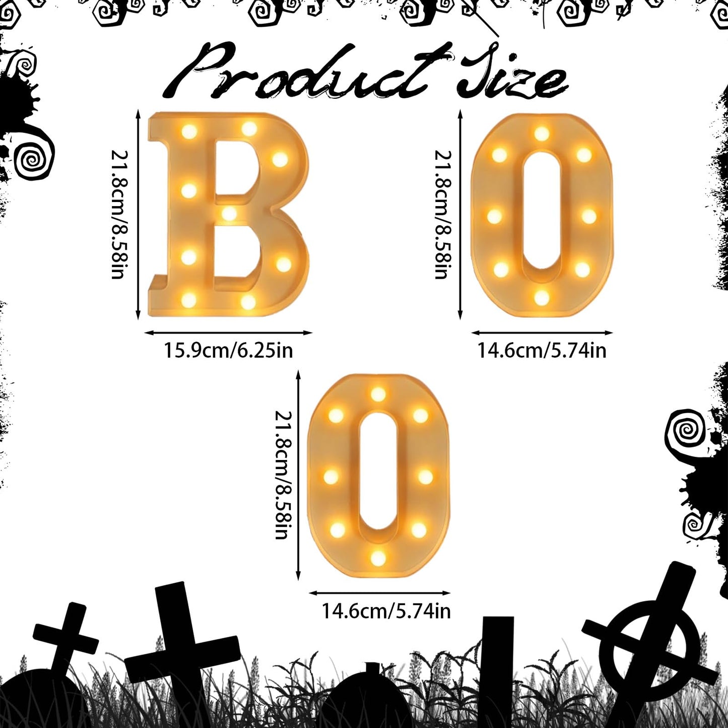 Halloween Boo Light Up Letters, 3pcs Led Boo Light Up Sign, Hallowen Marquee Letters Decor, Halloween Decorative Lights Party Supplies, Fireplace Desktop LED Decorations, Table Party Supplies