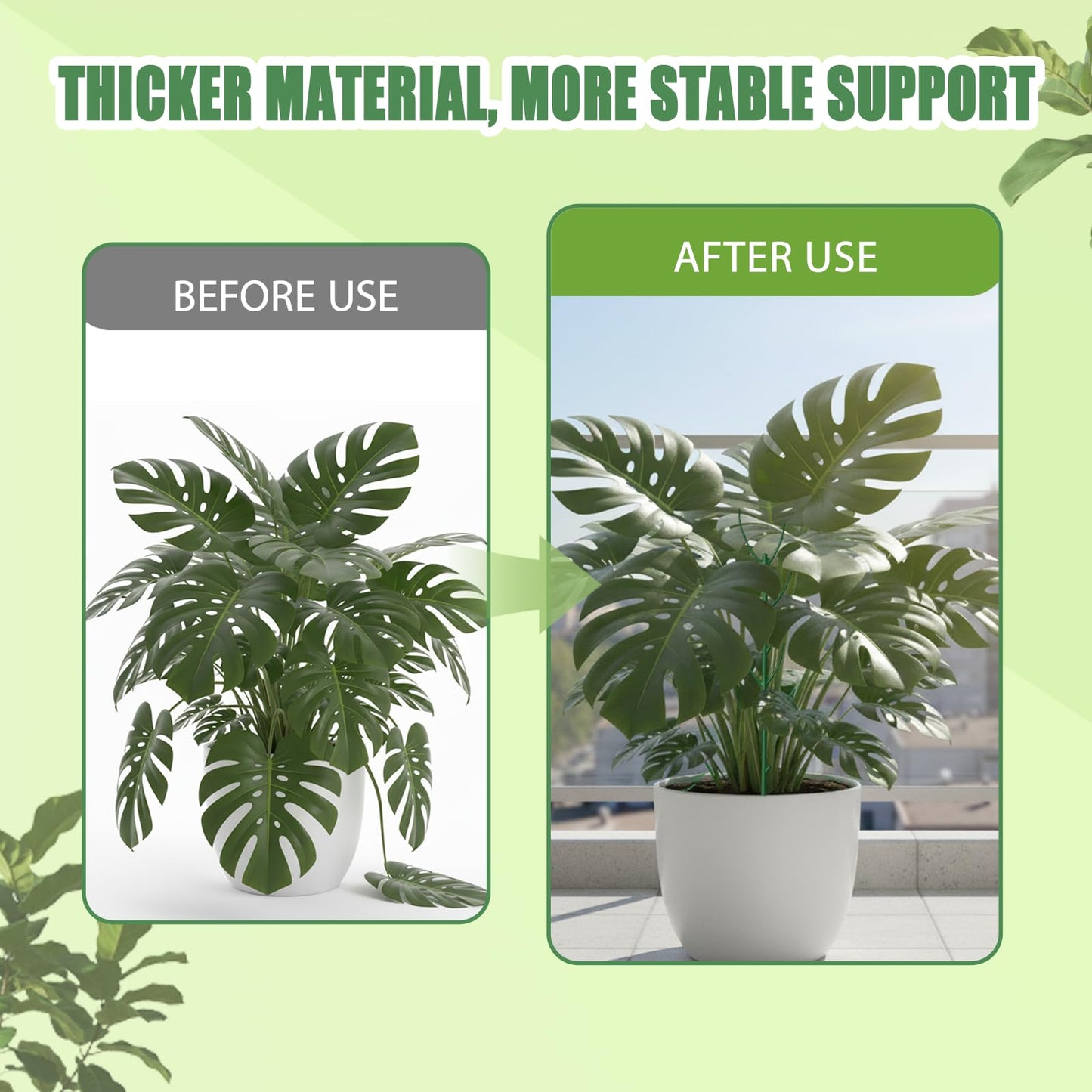 10Pcs Stackable Monstera Plant Support Stakes, Indoor Climbing Poles with Clips and Ties for Potted Plants and Pothos