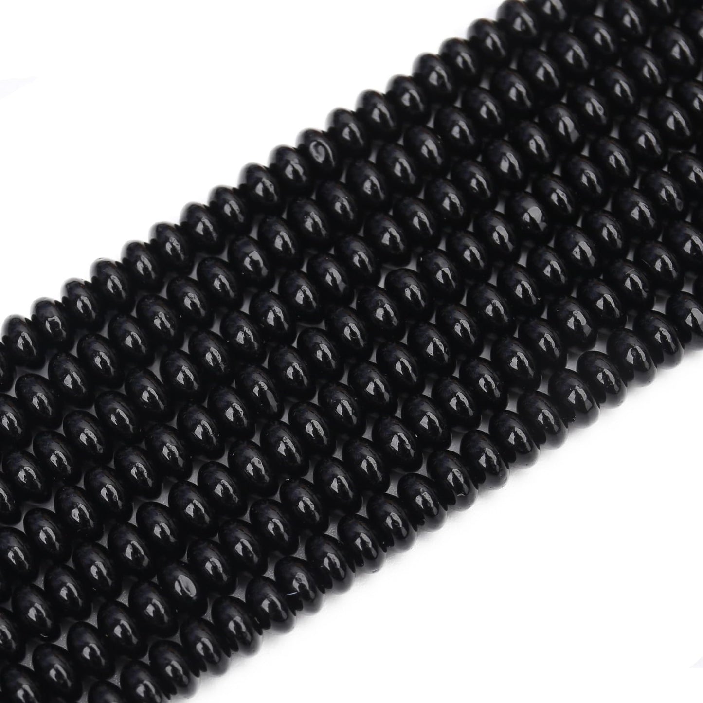 BONNY BOXX 1 Strand (150PCs) Natural 2 * 4mm Black Obsidian Rondelle Beads, Natural Abacus Disk Stone Beads Loose Spacer Gemstone for DIY Bracelet Necklace Jewelry Making