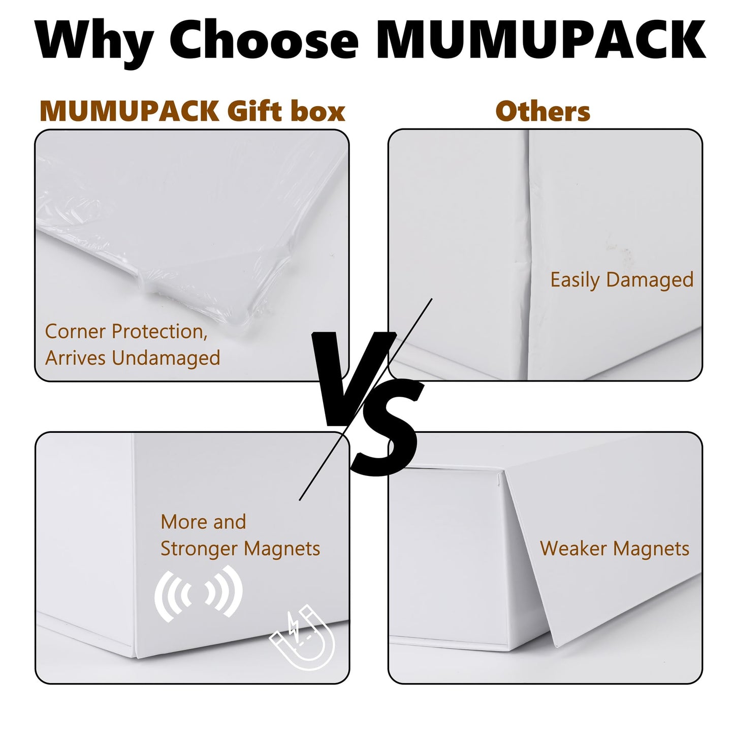 MUMUPACK 15 Pack Magnetic Gift Box With Lid 13x9x4.2,White Gift Boxes Bulk,Luxury Bridesmaid Proposal Box,Small Magnetic Closure Box Boxes For Presents,Wedding,Business