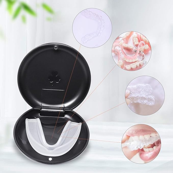 (5 Pack) Retainer Case,Solid Orthodontic Retainer Case-Black