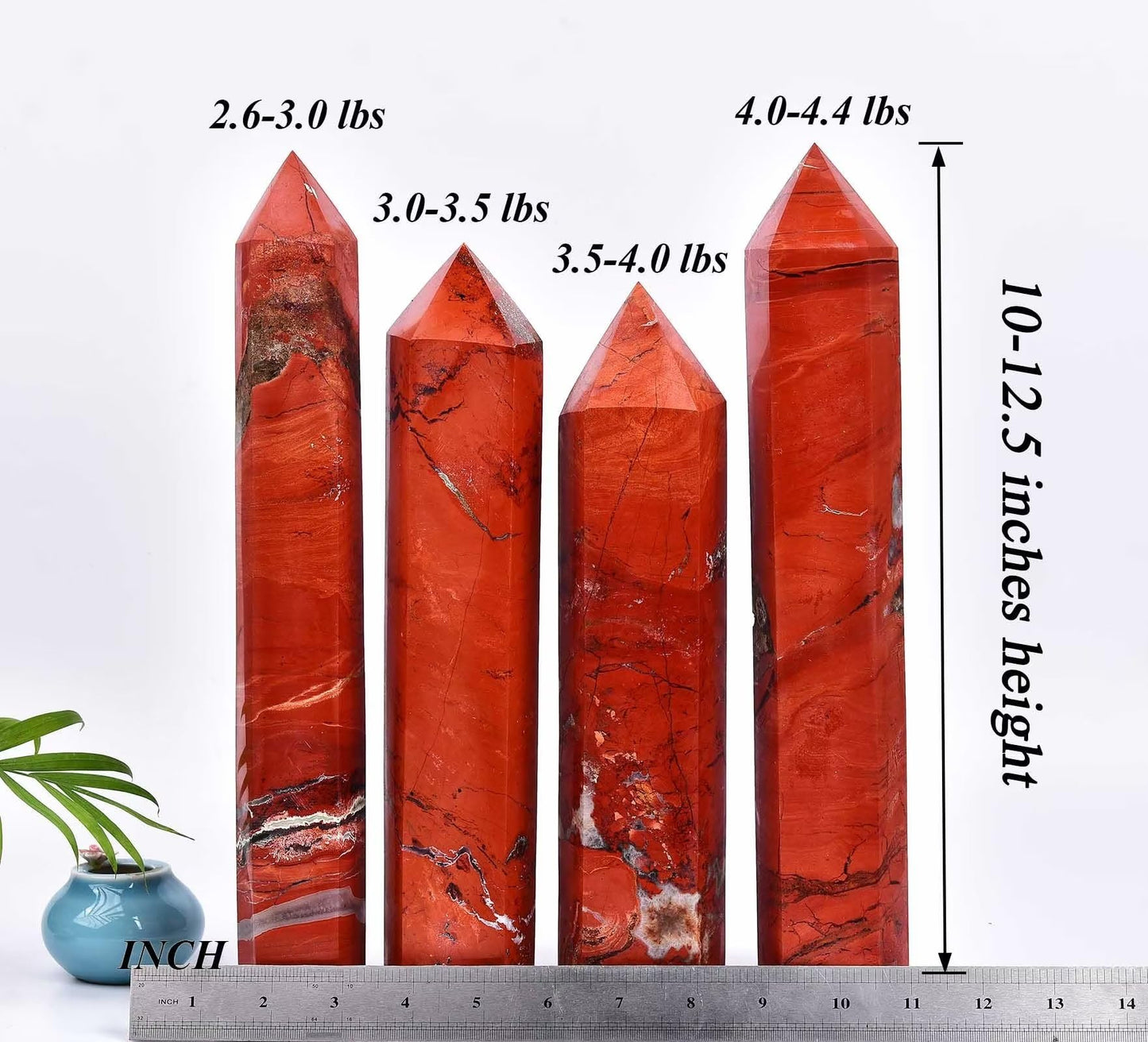 AMOYSTONE Red Jasper Obelisk Large Healing Crystal Stone Wand Tower 6 Faceted Column Reiki Chakra Meditation Therapy 2.2-2.6 LBS